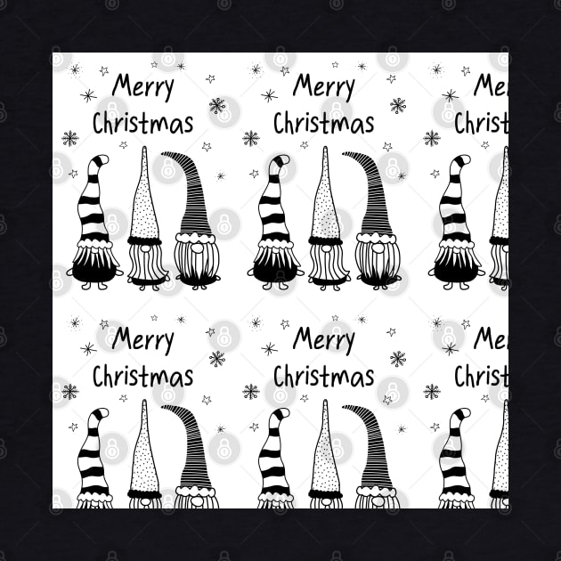 Christmas Gnomes Black On White by Sandra Hutter Designs